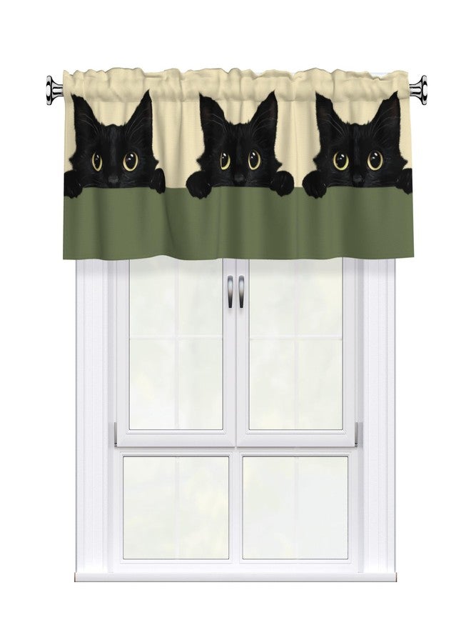 DZGlobal Cat Valances for Windows - Black Cats Cafe Curtains Animal Short Curtains for Living Room Bathroom Bedroom Basement - Image 1